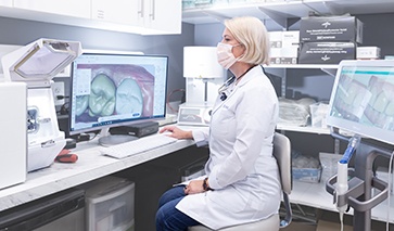 Dentist using advanced dental technology