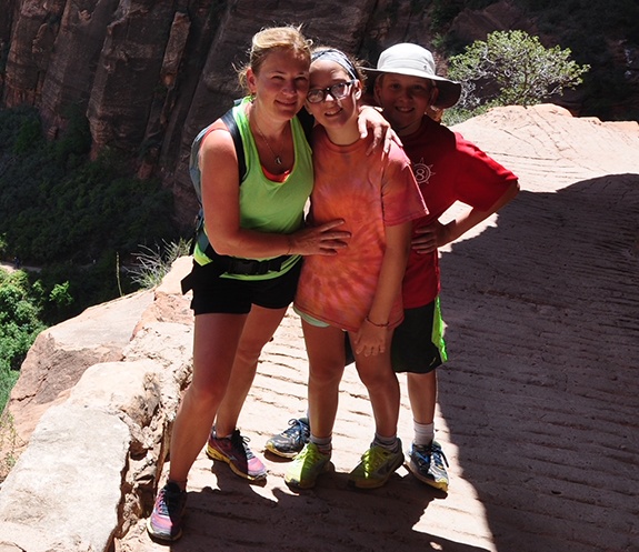 Doctor Obholz and her family on a hike